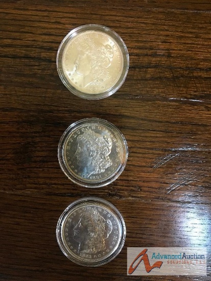 3 1881 Morgan Silver Dollars