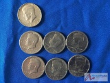 1 1968 and 6 1971 Kennedy 1/2 Dollars