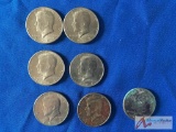 2- 1983, 2- 1984, 1- 1988, 1- 1991, 1- 1993 Kennedy 1/2 Dollars