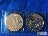 Two, 1 Troy ounce silver trade units