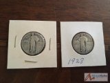 2 1928 Standing Liberty Quarters