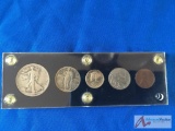 1920, Liberty Half Dollar, Liberty Quarter, Mercury Dime, Buffalo Nickel, Wheat Penny.
