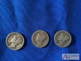 3 1920s Mercury Dimes