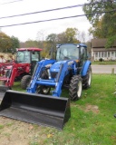 New Holland T4.75 tractor with cab heat air& NH 655TL loader quick attach bucket buddy seat 655 hrs