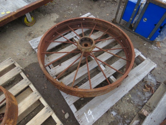 antique steel manure spreader wheel