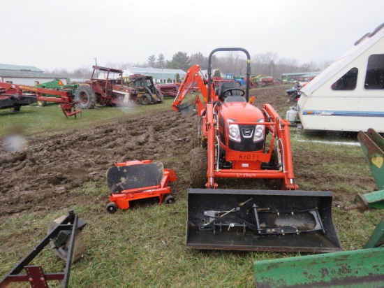 Kioti CK2510 HST Tractor w/KL2510 loader, KB2465 Backhoe & mower 4wd 170hrs