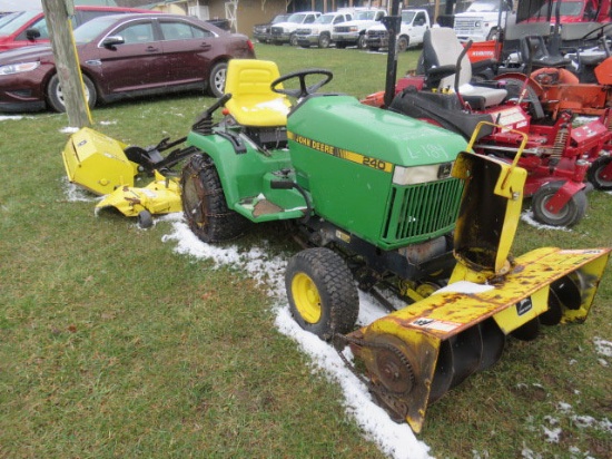 JD 240 Lawn mower w/snowblower, tiller, mower deck and extra belts