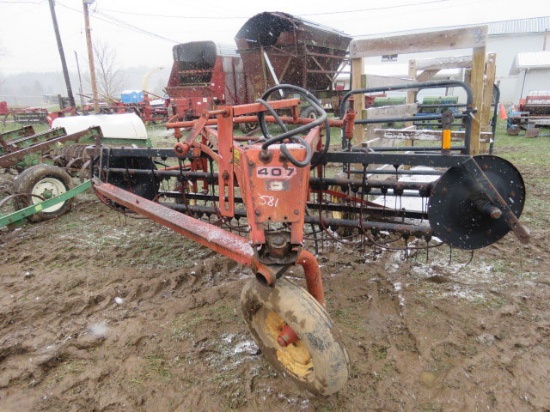 NI 407 Hyd roll bar rake w/dolly wheel
