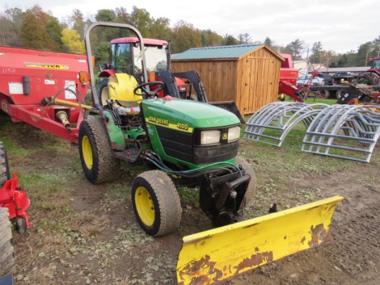JD 4100 tractor with R4 tires & snowplow