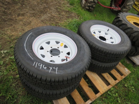 Provider ST 225/ 75R15 tires & rims -quanity 4 - this is 4 times the bid