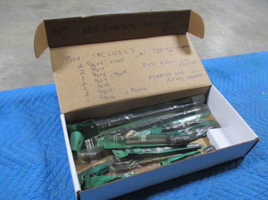 Box of concrete masonary bits sds max or hilti shank