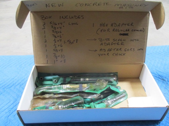 Box of concrete masonary bits regual chuck shank