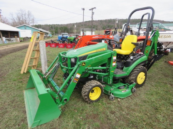 JD 1026R Tractor w/54D mower deck, H120 Loader & 260backhoe
