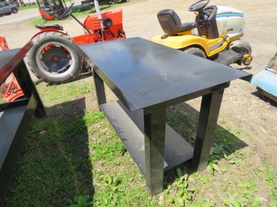 STEEL TABLE 57 1/4 X 31 1/2 X 32 (36 TO TOP BACK SPLASH)