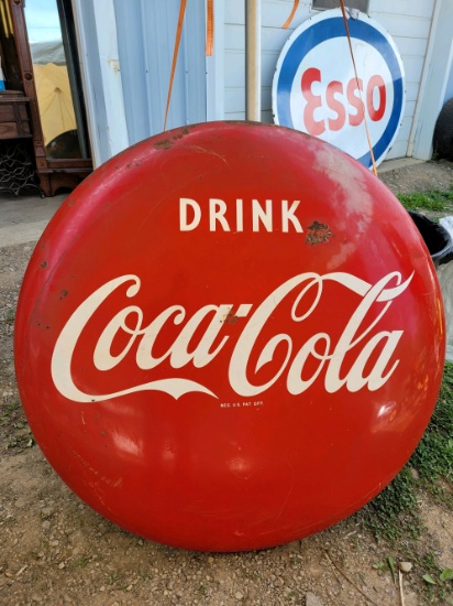VINTAGE LARGE COKE BUTTON SIGN