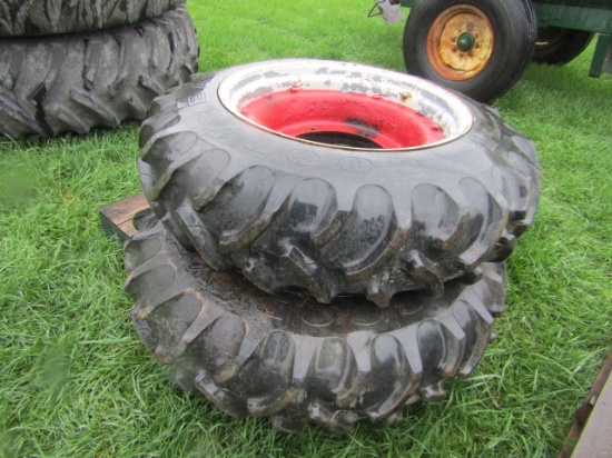 2 GOOD YEAR 12.4-28 TIRES ON 6 LUG RIMS