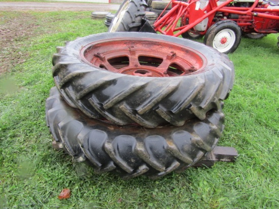 2 GOOD YEAR 12.4-38 TRACTOR TIRES ON RIMS