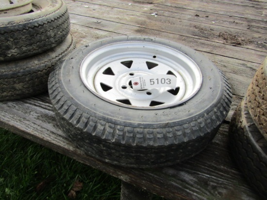 DURO 4.80-12 TIRE ON 4 LUG RIM