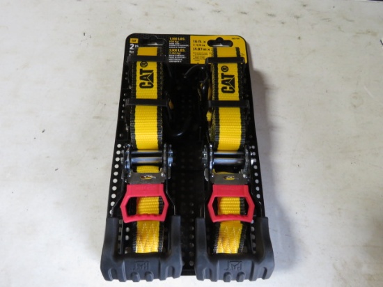 NEW 2PC CAT RATCHET TIE DOWNS 16'X 1 1/4"