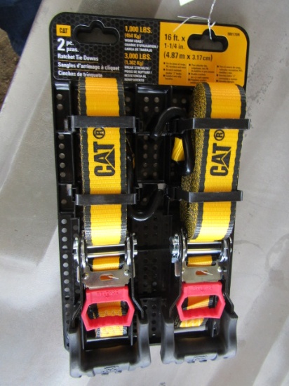 CAT 2PC 16FT X 1 1/2" RATCHET STRAPS