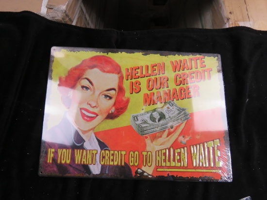 HELEN WAITE TIN SIGN