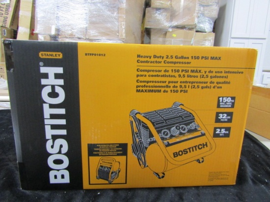 STANLEY BOSTITCH HEAVY DUTY 2.5 GALLON 150PSI MAX CONTRACTOR COMPRESSOR -32LBS