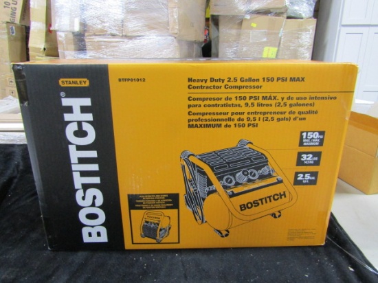 STANLEY BOSTITCH HEAVY DUTY 2.5 GALLON 150PSI MAX CONTRACTOR COMPRESSOR -32LBS