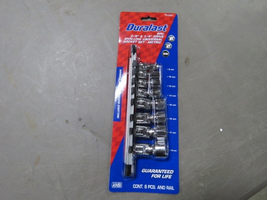 NEW DURALAST 8PC 3/8 & 1/4 DRIVE SHALLOW UNIVERSAL SOCKET SET