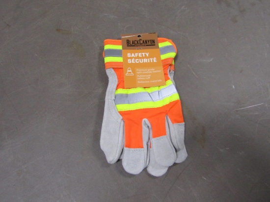 BLACK CANYON LATHER SAFETY GLOVES SIZE LARGE