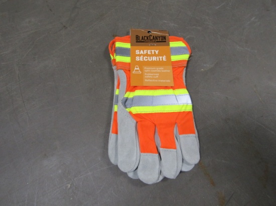 BLACK CANYON LATHER SAFETY GLOVES SIZE LARGE