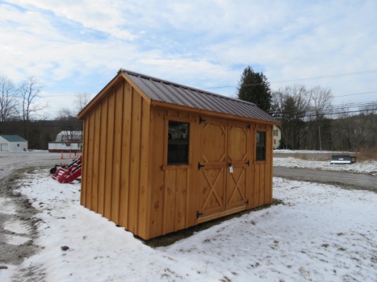 AMISH MADE 8X12 SALT BOX SHED NUTMEG STAIN