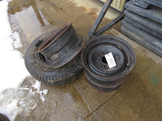 4 RIMS- 5LUG 1 HAS TIRE RADIAL ROVER P235/75R15