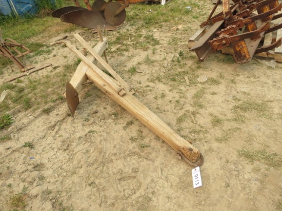 WOOD TOW BEHIND PLOW WITH BROKEN HANDLE