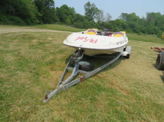 JET SKI SHUTTLE CRAFT, SEA DOO GSX LIMITED JET SKI & TRAILER HOLE IN BOAT PART