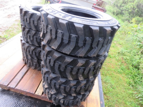 SET OF 4 SOLIDMAX HD 12-16.5 SKID STEER TIRES
