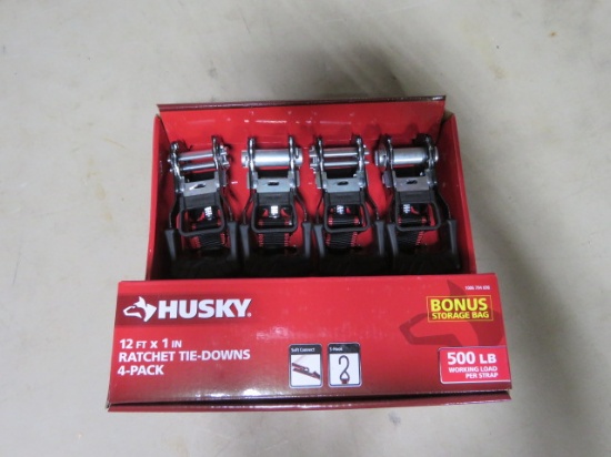 NEW HUSKY 12FT X 1IN RATCHET TIE DOWN 4 PACK