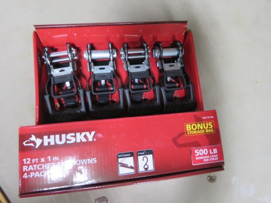 NEW HUSKY 12FT X 1IN RATCHET TIE DOWN 4 PACK