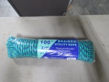 NEW 100FT BRAIDED UTILITY ROPE 3/8