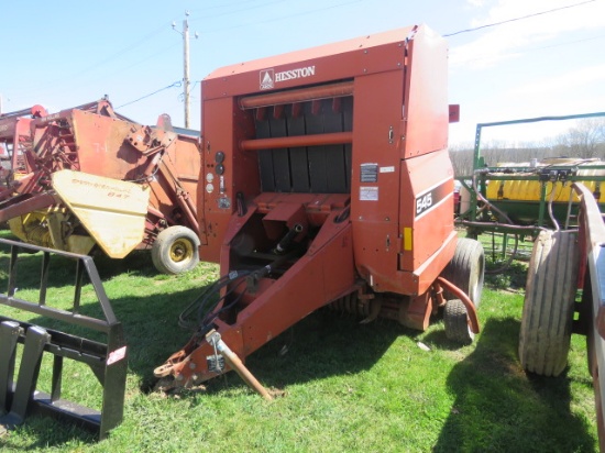HESSTON 545 ROUND BALER HAS A BENT TONGUE