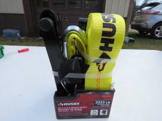 HUSKY 27'X2" HEAVY DUTY RATCHET TIE DOWN - 3333LB