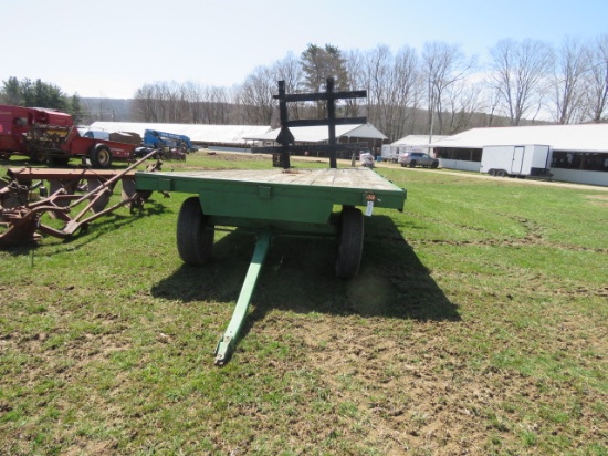 GREEN HAY WAGON ON GREEN RUNNING GEAR