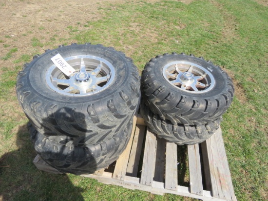 4 SWAMP FOX ATV TIRES - (2) AT25X11-12 AND