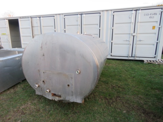 800 GALLON MILK TANK - USED FOR WATER STORAGE