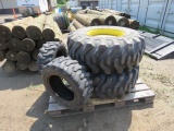 2 TITAN TRAC LOADER 15X19.5 NHS R4 TIRES ON 6 BOLT
