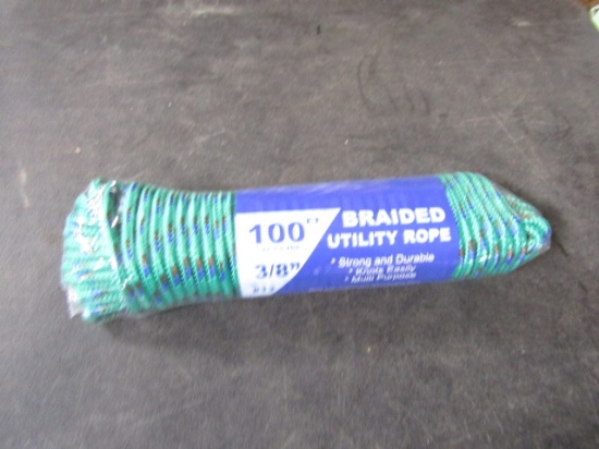 NEW 100FT BRAIDED UTILITY ROPE 3/8"  GREEN