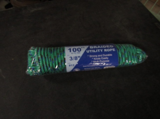 NEW 100FT BRAIDED UTILITY ROPE 3/8"  GREEN