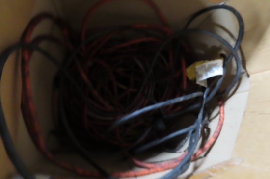 BOX OF EXTENSION CORDS AND OTHER