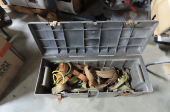 TOOLBOX WITH RATCHET STRAPS AND TIE DOWNS