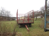 METAL BALE KICKER WAGON WITH EXTENSION TONGUE-RED