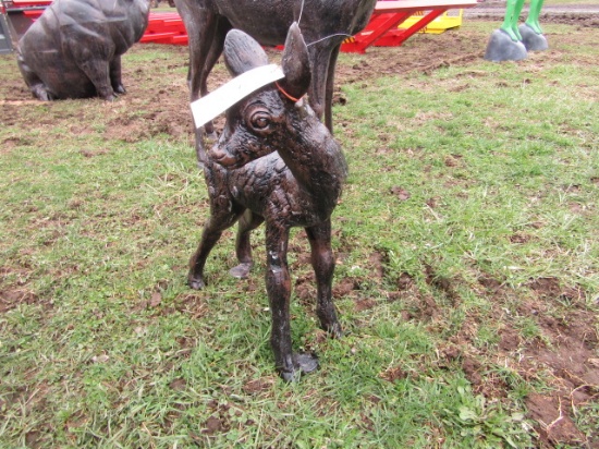 ALUMINUM BABY DEER- HAS SHIPPING SCRATCHES